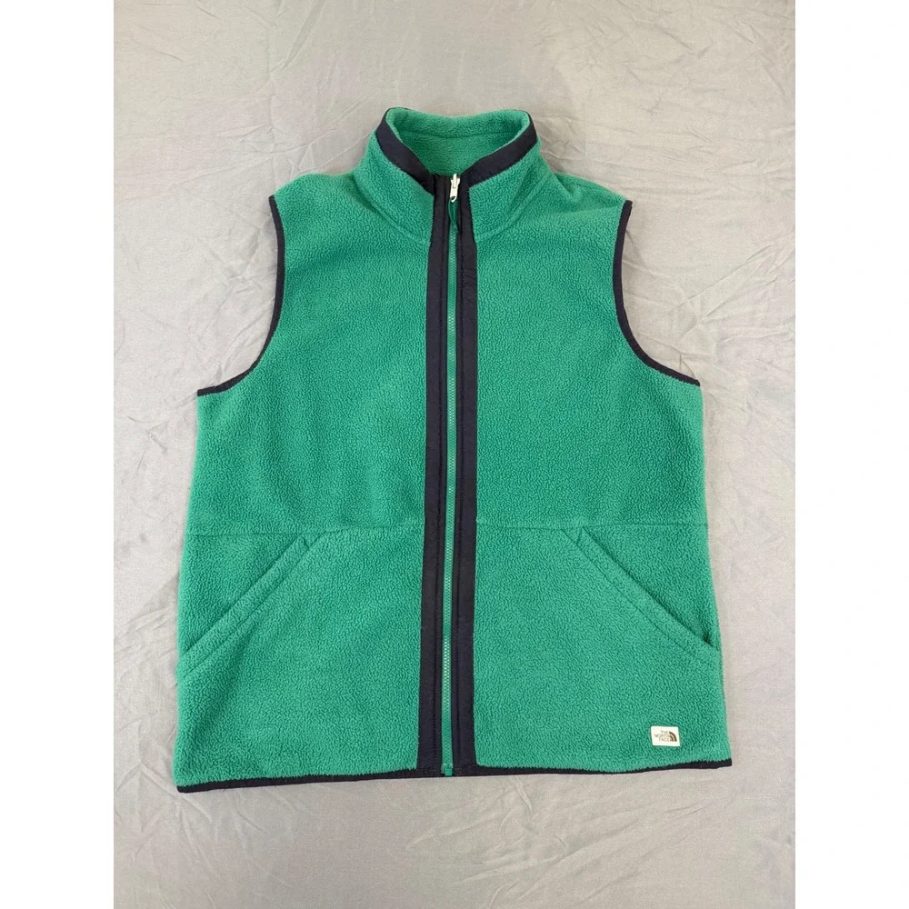 The North Face Mens Full Zip‎ Fleece Vest Green Navy Blue NF0A4QZH XL